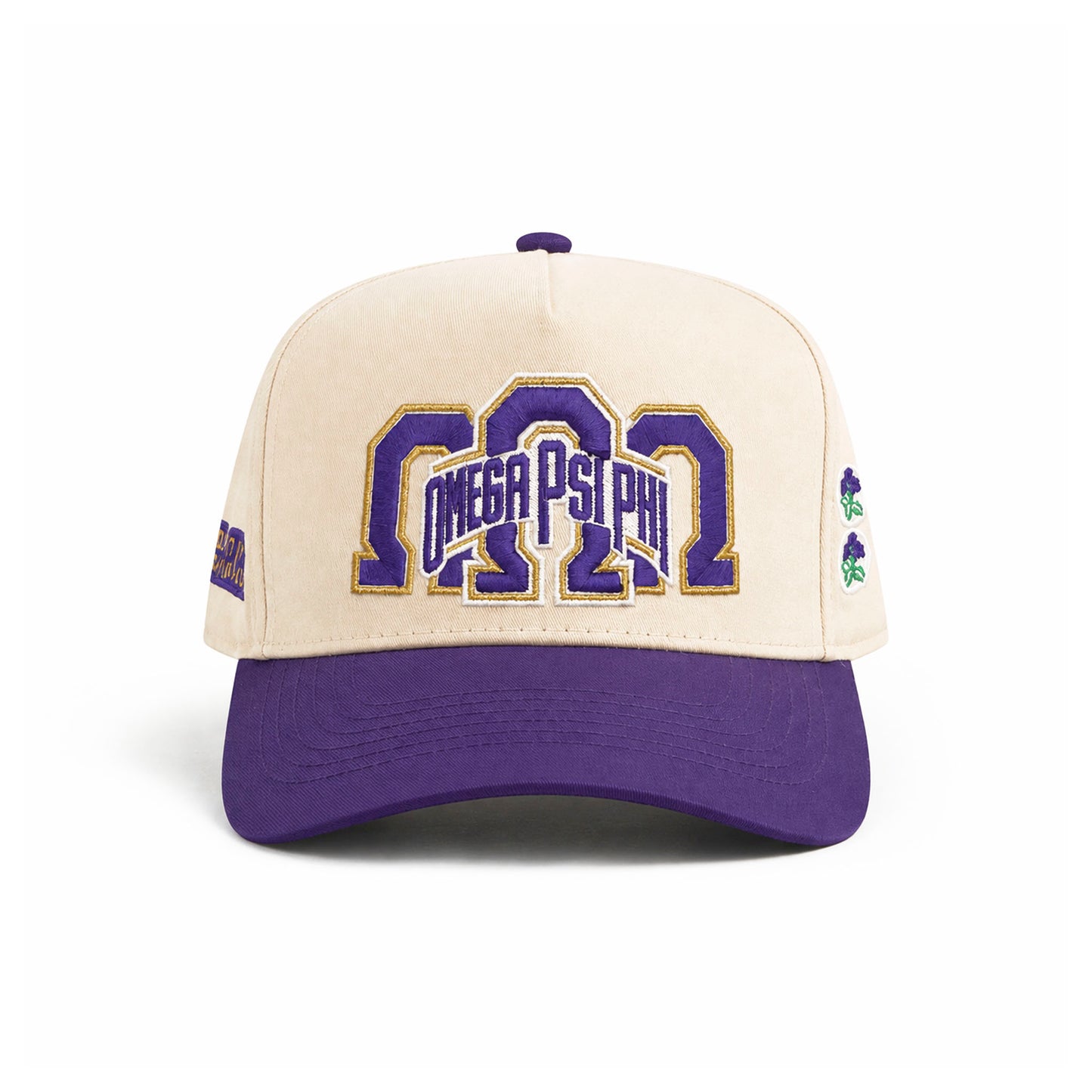 Triple Ω Snapback Hat (Cream/Purple)