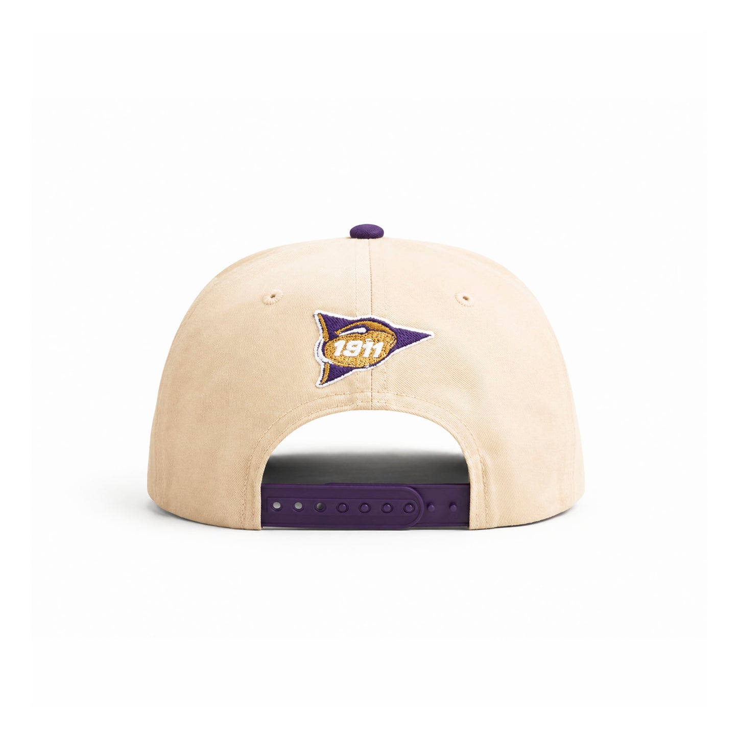Triple Ω Snapback Hat (Cream/Purple)