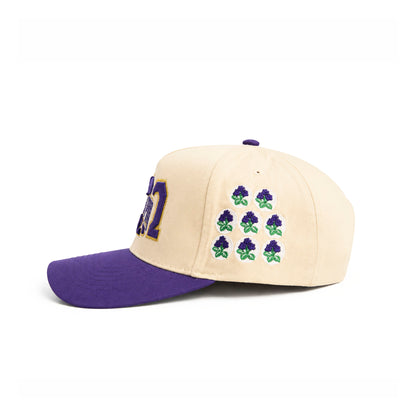 Triple Ω Snapback Hat (Cream/Purple)