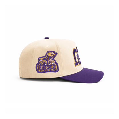 Triple Ω Snapback Hat (Cream/Purple)